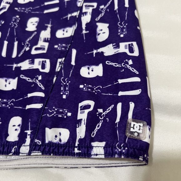 DC Shoes Skate Surf Purple White Snap Button Swim Trunks Board Shorts 32 Act. 30 - Picture 3 of 13